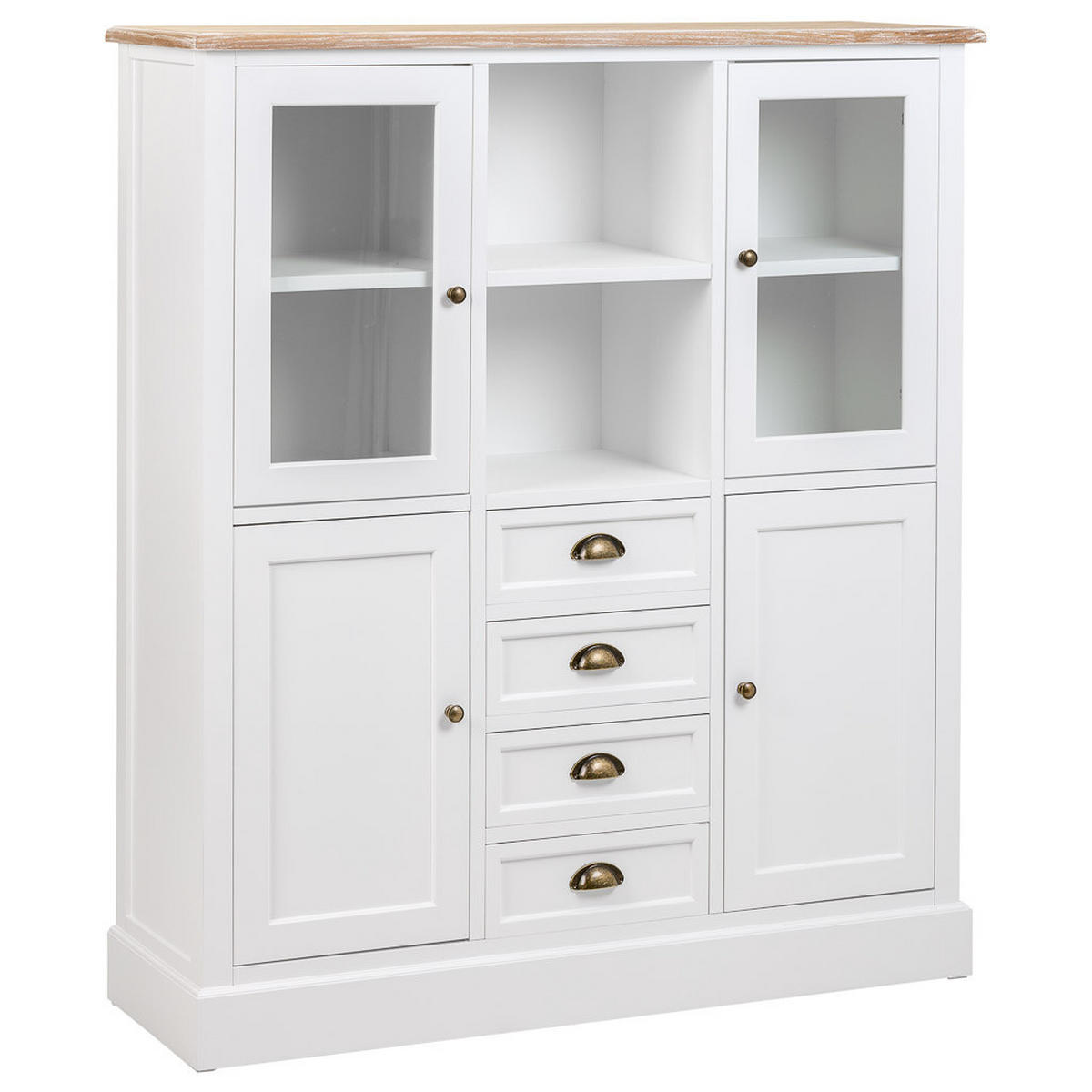 VITRINE aus Holz, weiß, 115x35x131cm - Weiß, Holzwerkstoff (115/130.5/35cm) - Wanderlust