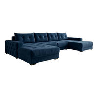 ECKSOFA MODENA 320 cm x 185 cm – Stoff: VELUTTO Blau 11 Farbe: Blau - Blau, Textil (320/185cm) - A&J MöbelLand