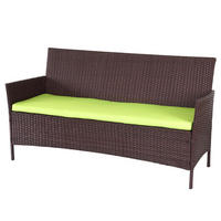 3-SITZER POLY-RATTAN GARTENBANK Braun, Grün - Braun/Grün, Kunststoff (154/82/60cm) - MCW
