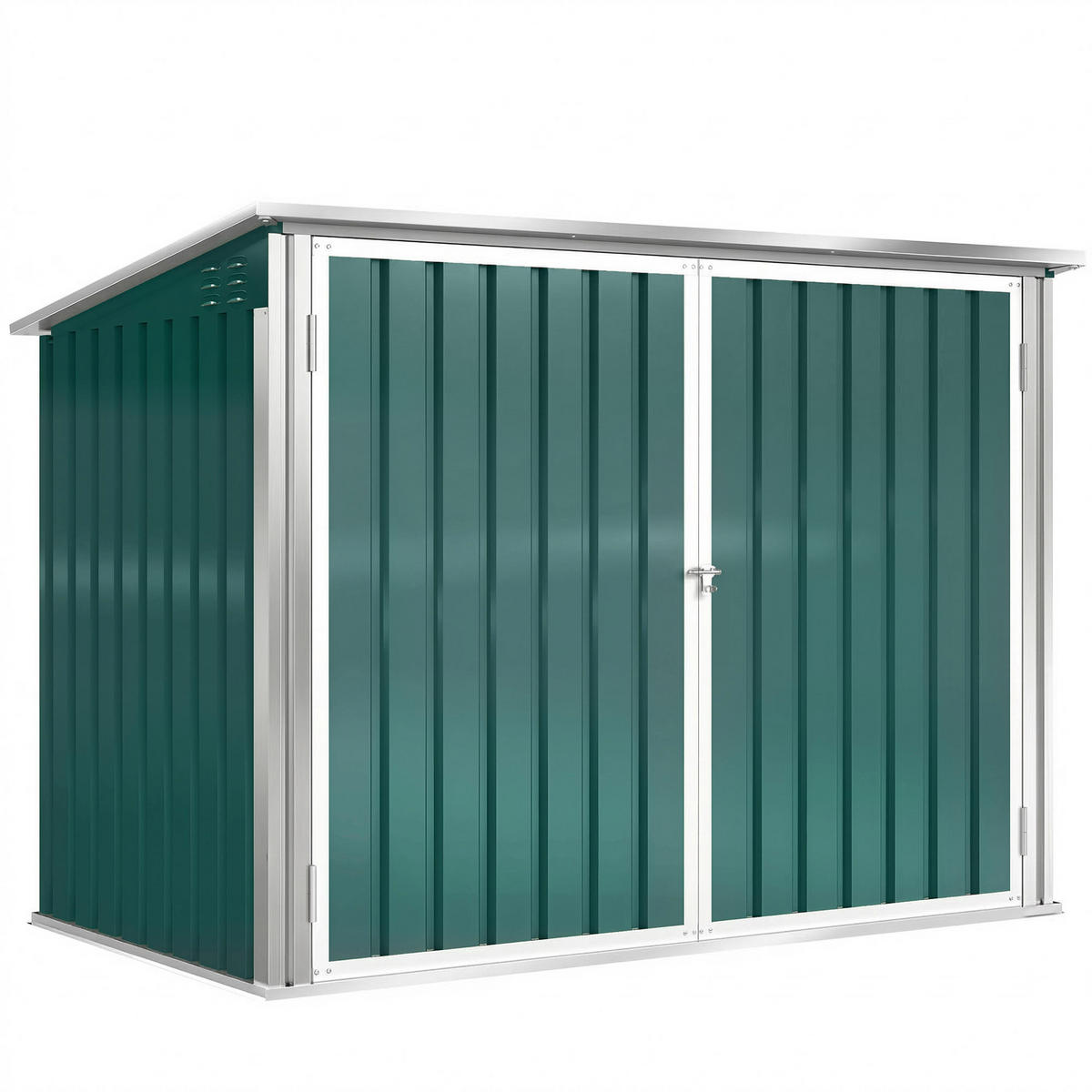 GARTENHAUS Mülltonnenbox , für 2 Mülltonnen, pneumatischer Deckel 180 x 108 x 130 cm ,Grün - Grün, Metall (108/129.5/179.5cm) - Vallsero