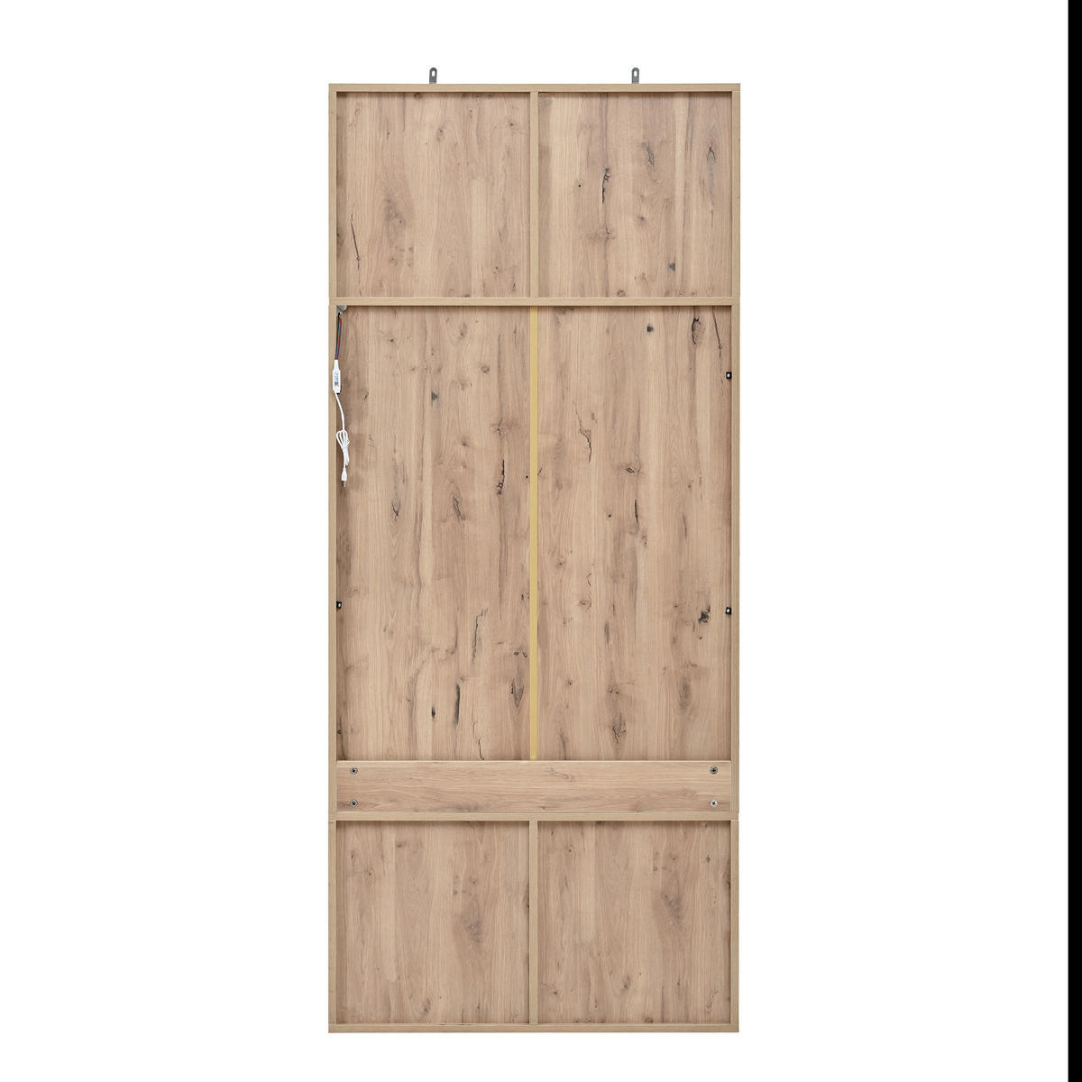 GARDEROBENSET, Komplett-Set Flurgarderobe mit Sitzbank, 5 Haken, 2 Türen & 6 Offener Lagerraum - Naturholzfarbe und Weiß, 80×185×35 cm (B×H×T) - Multicolor, Holzwerkstoff (35/185/80cm) - FLIEKS