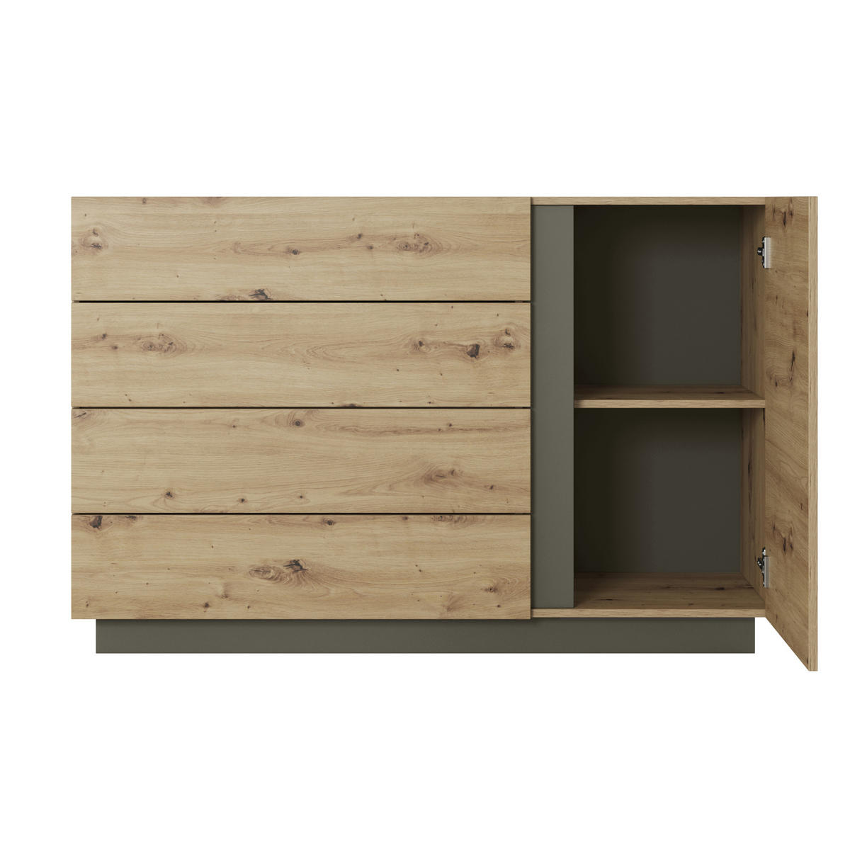 SIDEBOARD ANDEBU KOM4 ABS-Kante Eiche Eiche - Eichefarben/Braun, Glas/Holzwerkstoff (138/91/40cm) - Komodee