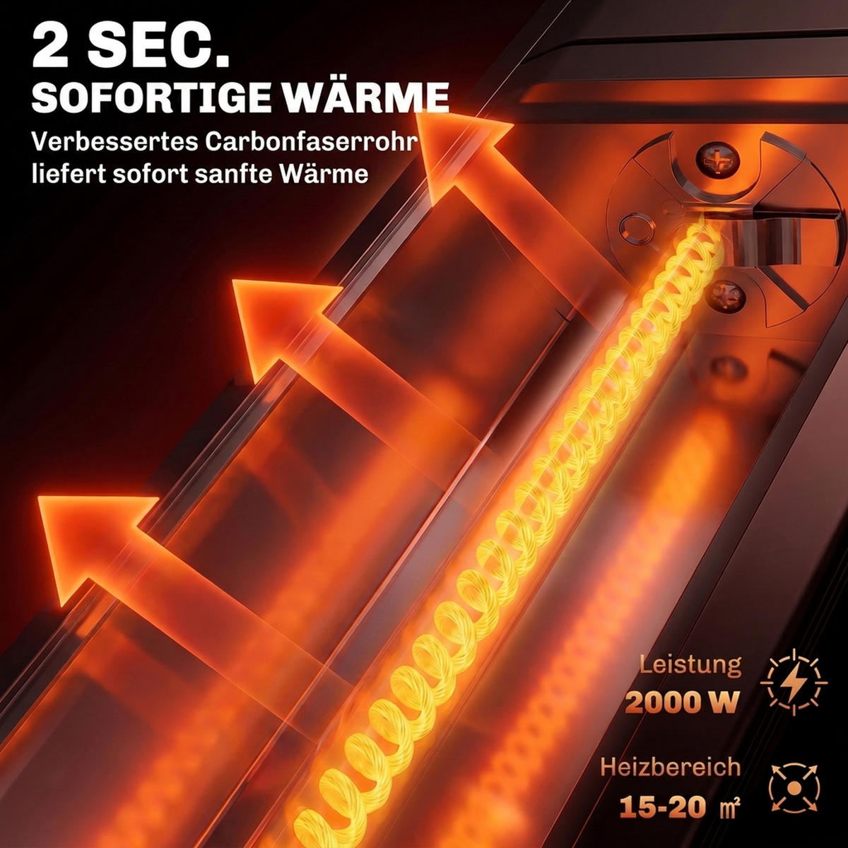 INFRAROT-HEIZSTRAHLER Aluminium Karbonfaser Schwarz - Schwarz, Metall (8/10/70cm) - Outsunny