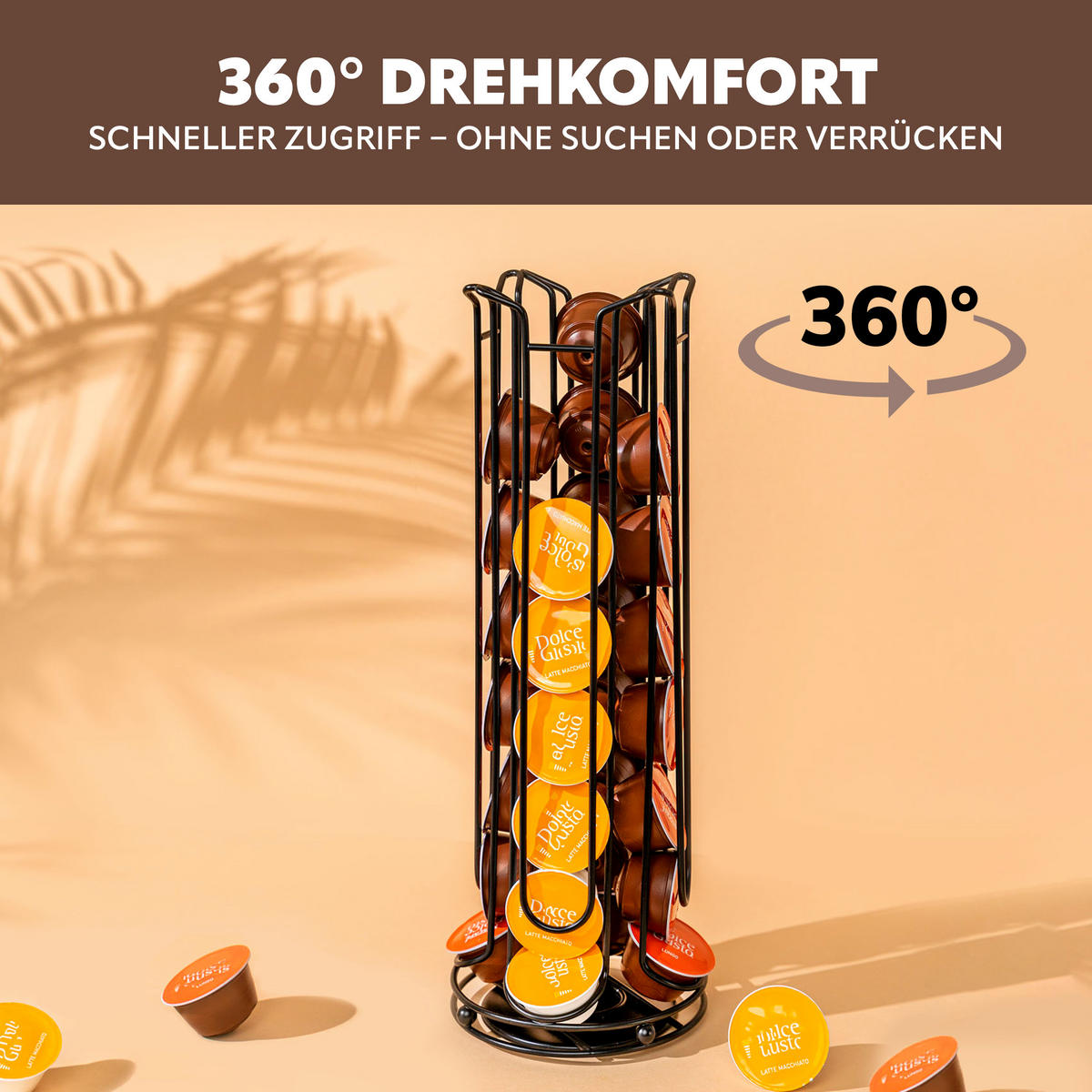 KAPSELSTÄNDER für Dolce Gusto, 32 Kapseln, schwarz - Schwarz, Metall (15/41.5/15cm) - eluno