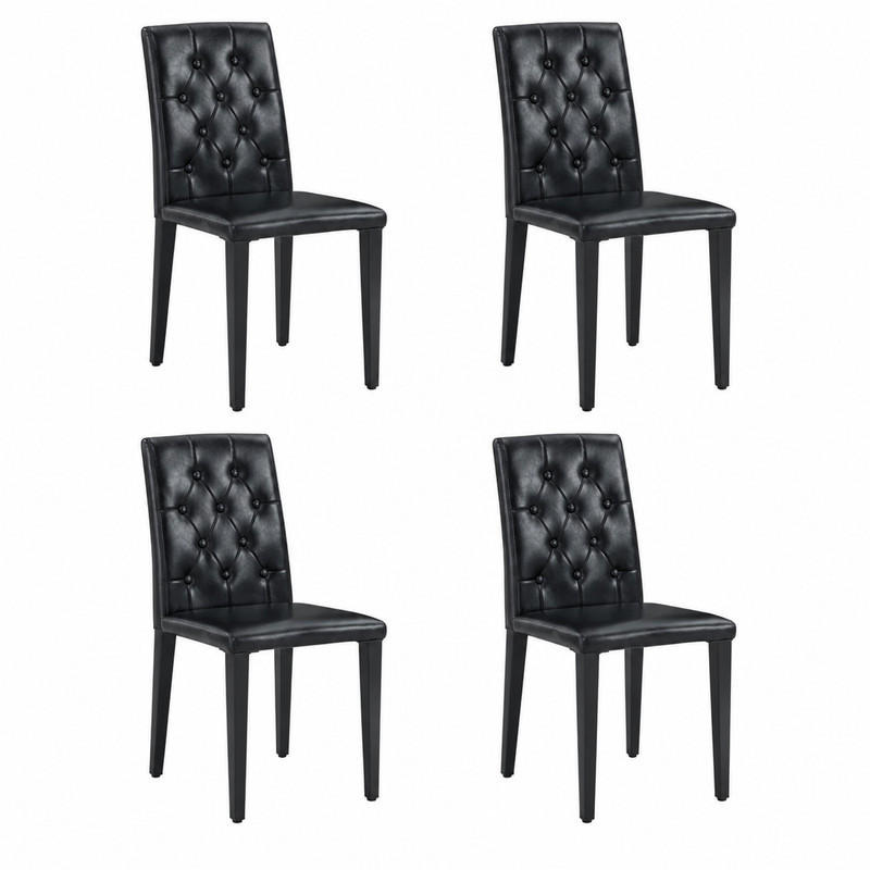 ESSZIMMERSTUHL 4er-Set mit Rautensteppung Schwarz PU Metall - Schwarz, Metall (46/89/42.1cm) - Meubliv