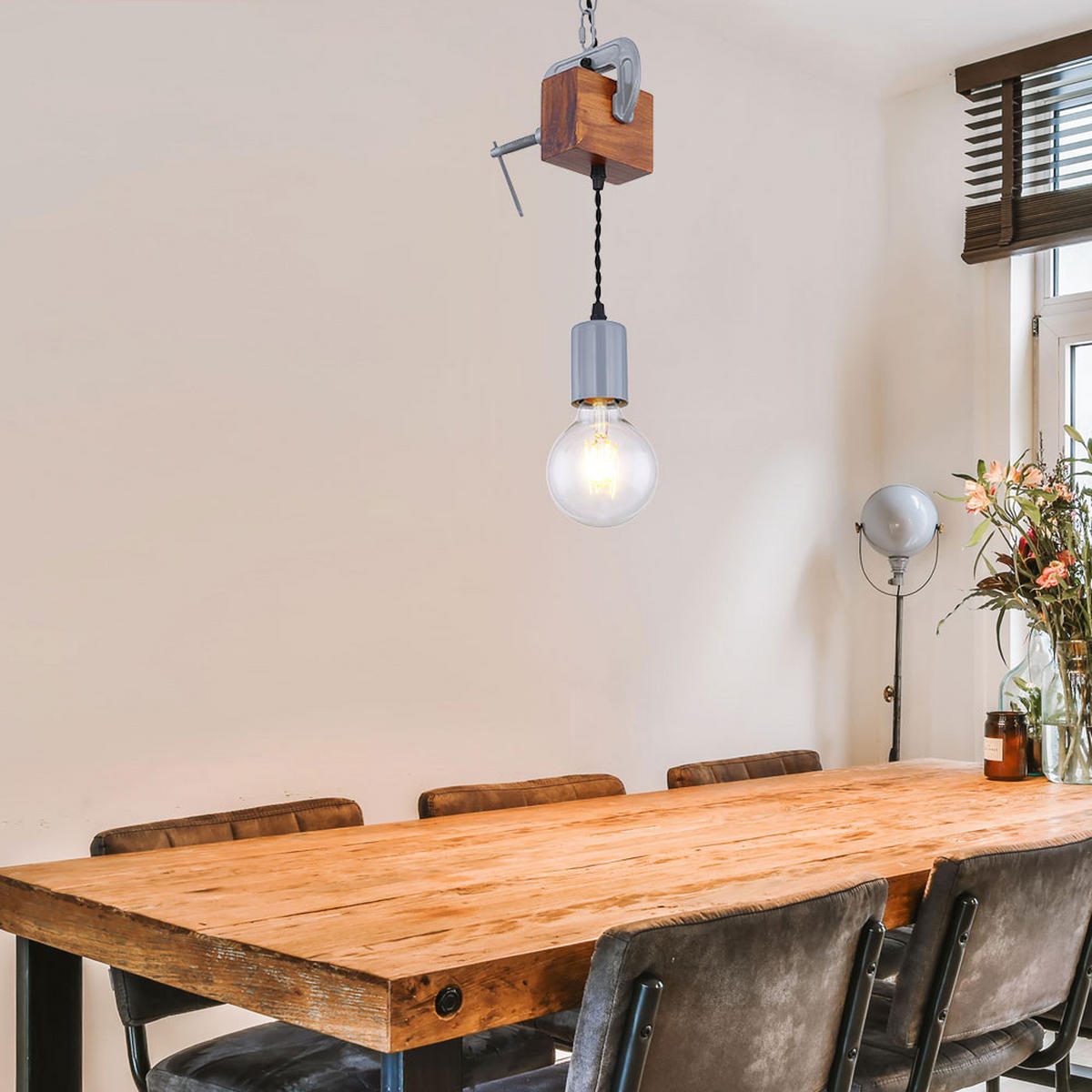 HÄNGELEUCHTE LUDI Holzoptik Braun - Braun, Holz (14/10/120cm) - Globo Lighting