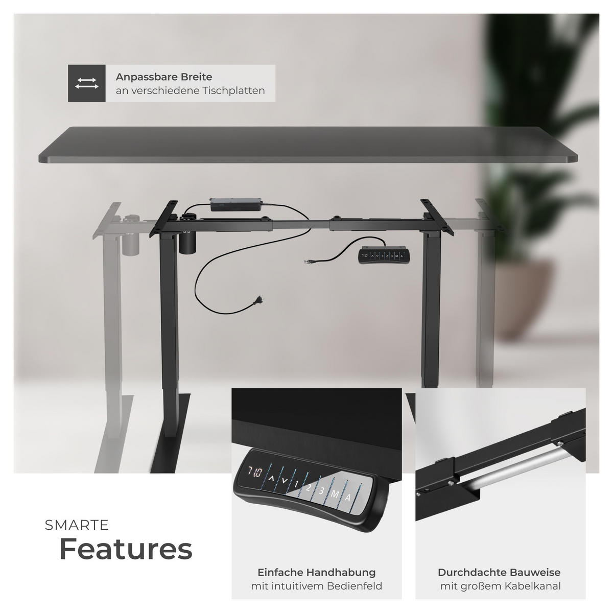 TISCHGESTELL Piotr,85 - 129 x 65 x 71 - 121 cm,schwarz - Schwarz, Metall (129/65/121cm) - tectake