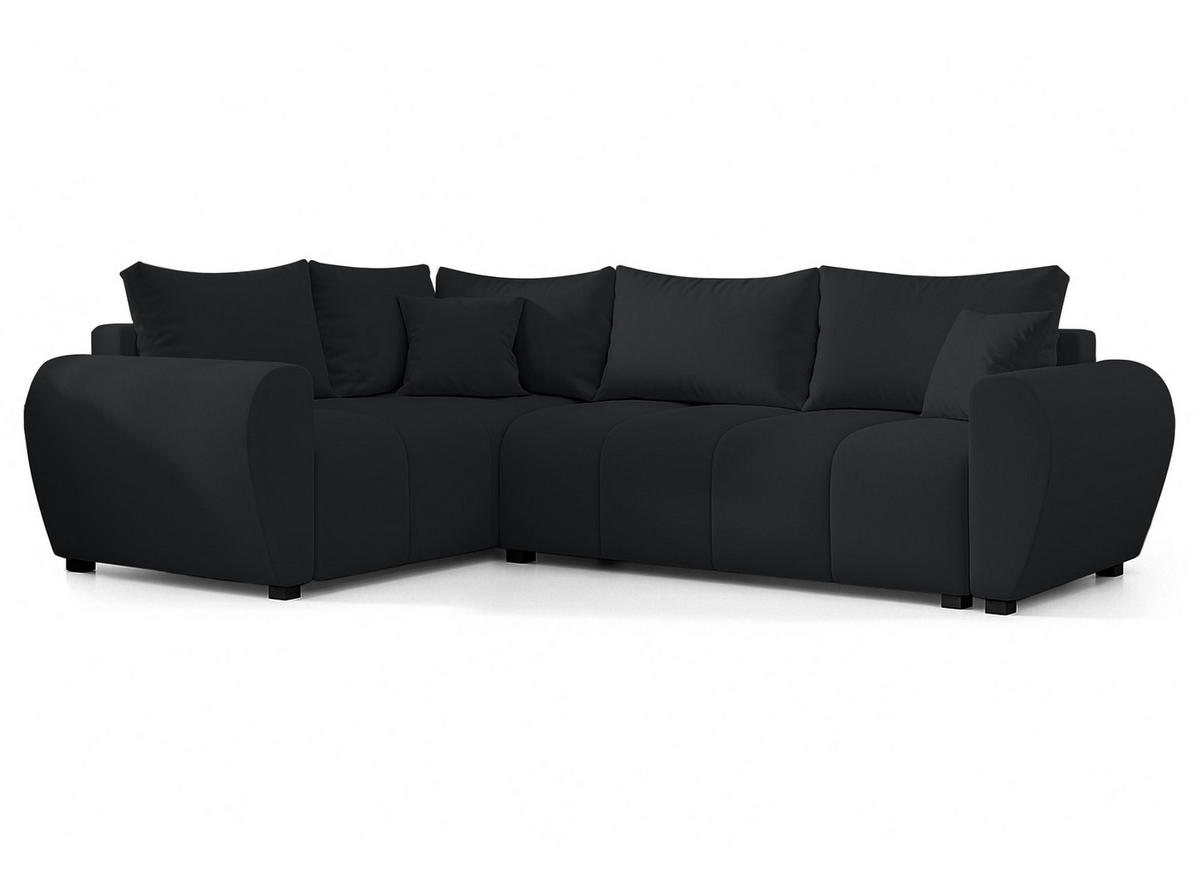ECKSOFA L Form Malatya MAX Schwarz 246/145/82 cm stilvolle mit Schlaffunktion L - Schwarz, Kunststoff/Textil (175/235cm) - AX Living