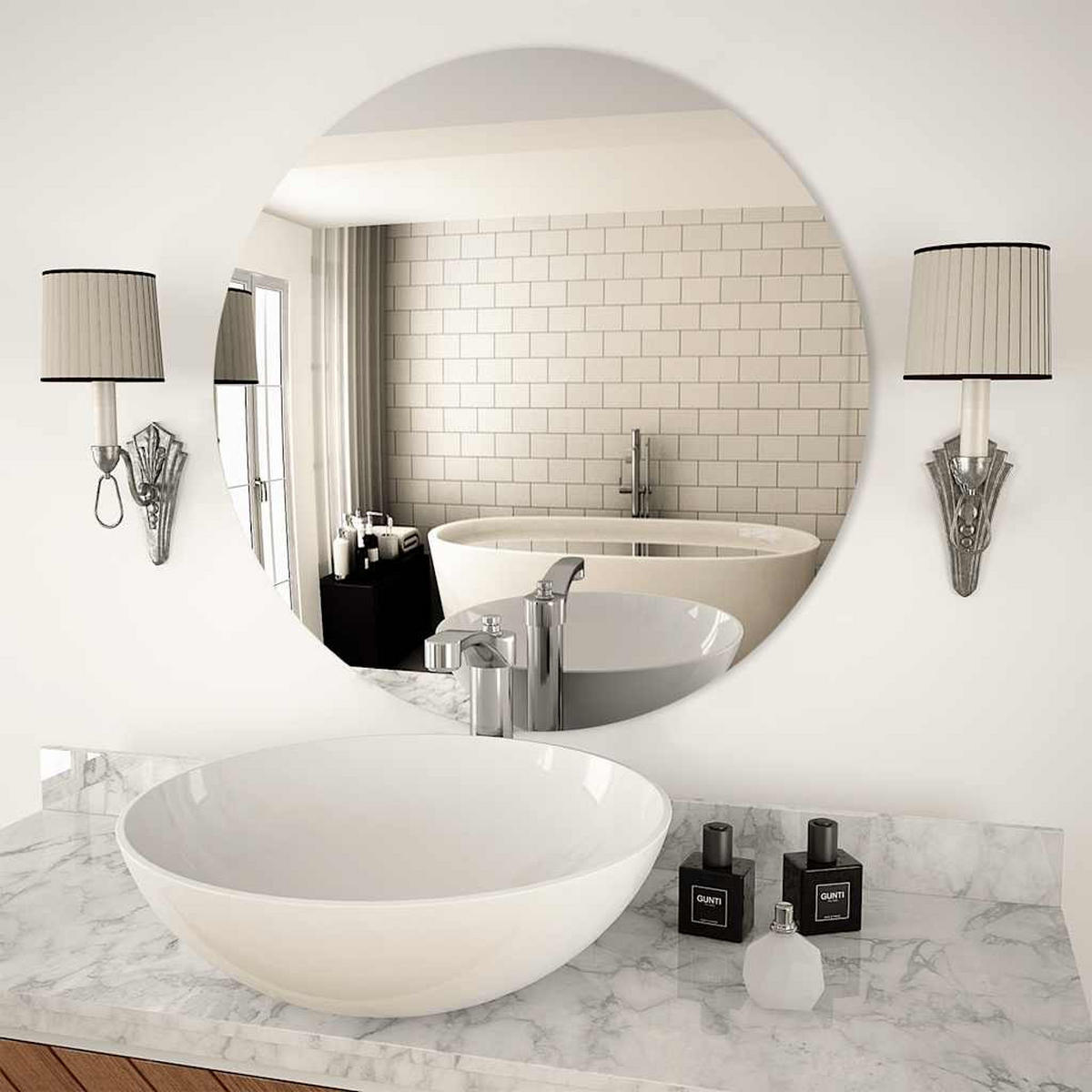 WANDSPIEGEL 70 cm Rund Glas - Silberfarben, Glas (70/70/1cm) - furnicato