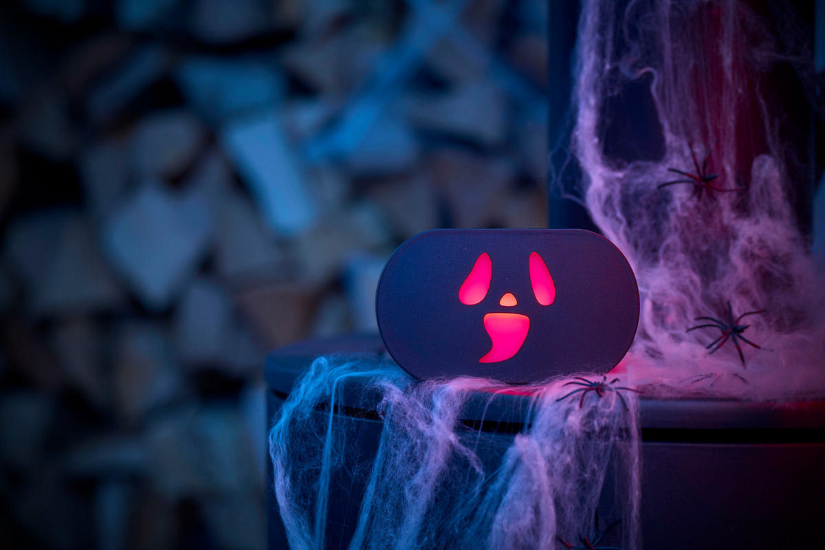 HALLOWEEN-SOUNDBOX - gruselige Geräusche mit roten LEDs und Bewegungsmelder für schaurige Stimmung, Akku wiederaufladbar - Weiß, Kunststoff (4.6/13.6/8cm) - Northpoint