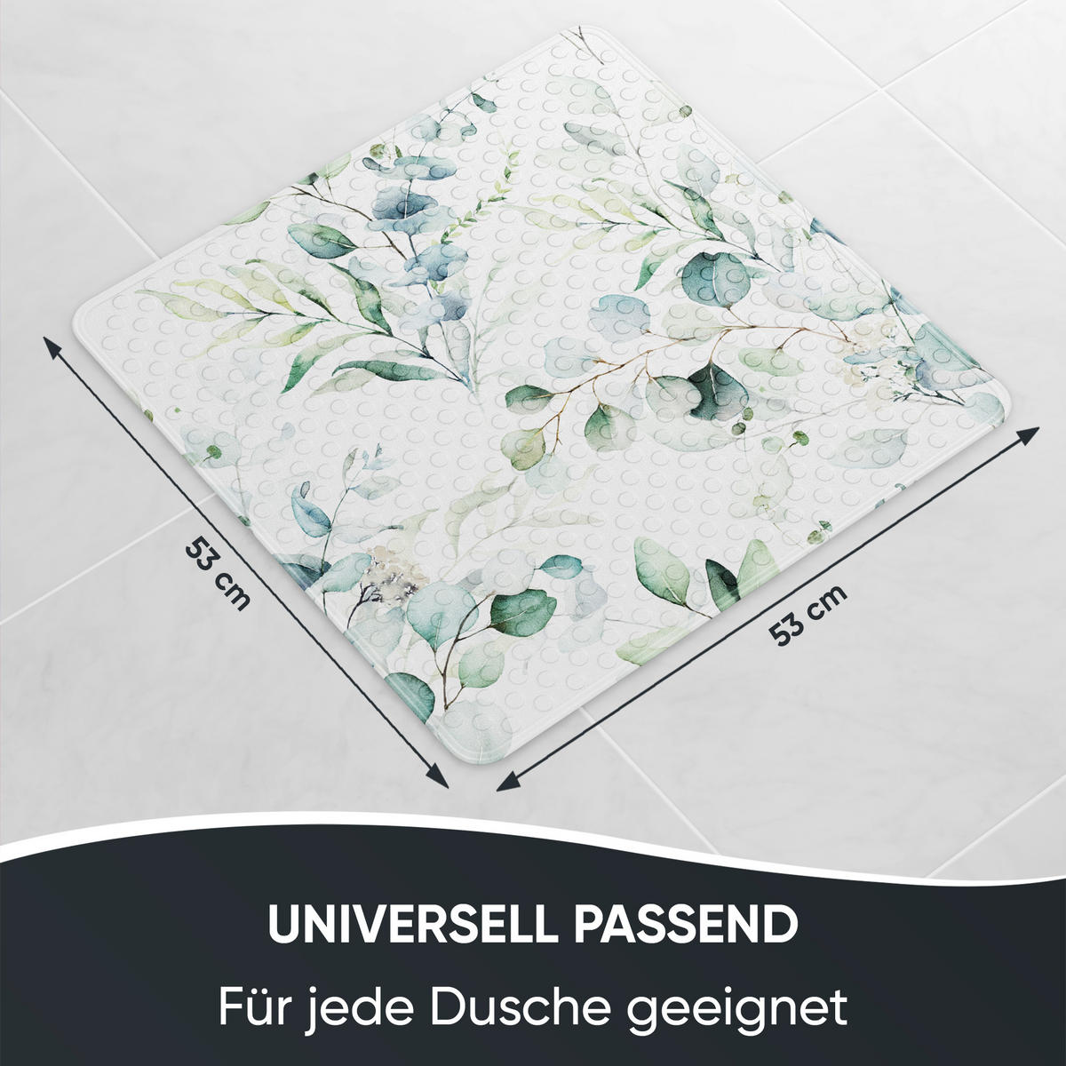 BADEMATTE Eukalyptus - Weiß, Kunststoff (53/53cm) - Sanilo