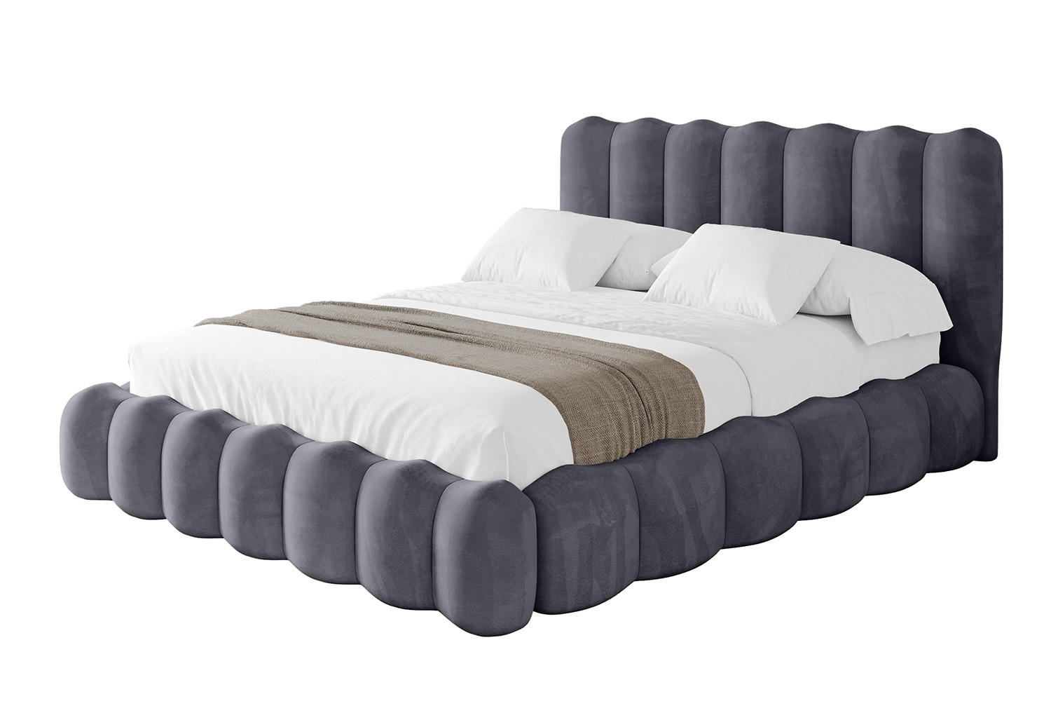 POLSTERBETT mit Bettkasten und Lattenrost, Boxbett ohne Matratze - SORA 160x200 Dunkelgrau - Dunkelgrau, Holzwerkstoff/Textil (160/200cm) - ALTDECOR