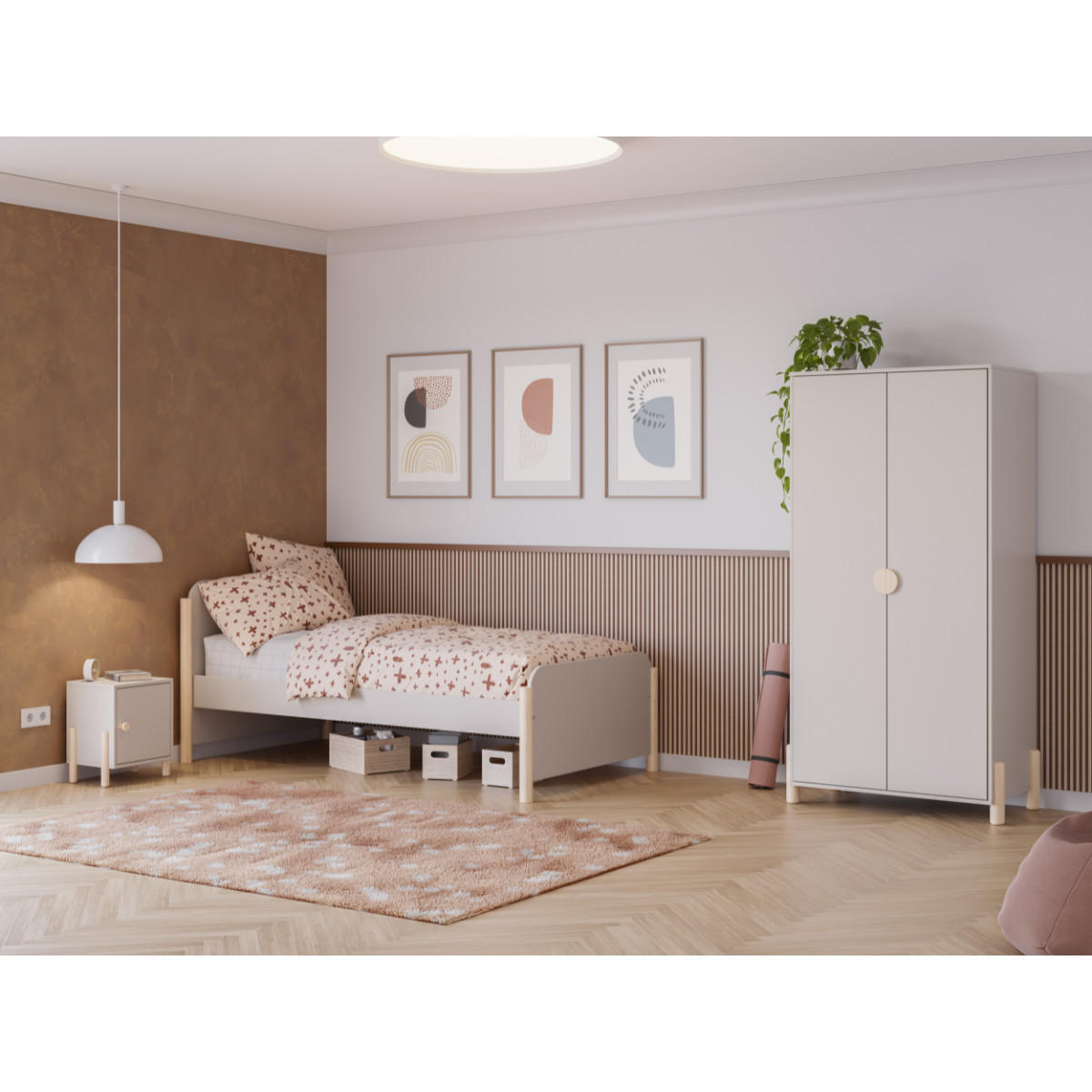 NACHTTISCH 1 Tür H47 cm 30/39.4/47 cm - Creme, Holzwerkstoff (30/47/39.4cm) - Calicosy
