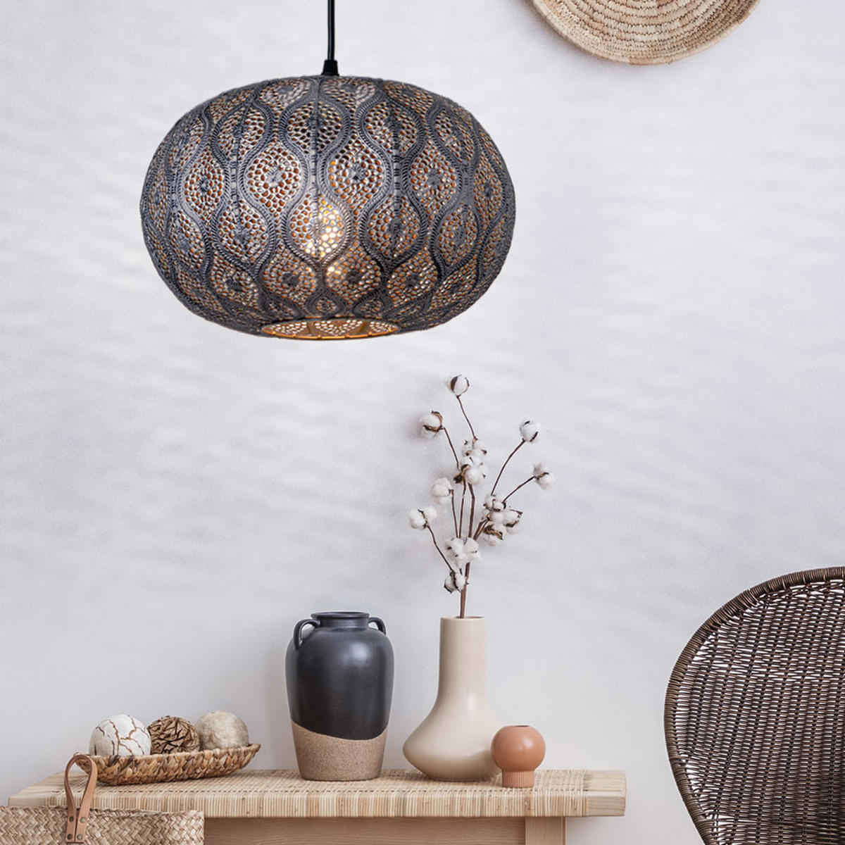 LED HÄNGELEUCHTE Metall Silber - Schwarz, Metall (30/30/120cm) - Globo Lighting