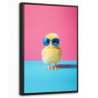 LEINWAND Bilder mit Rahmen - Chick - Sonnenbrille - Blau - 20x30 - Pink, Textil (20/30cm) - MuchoWow