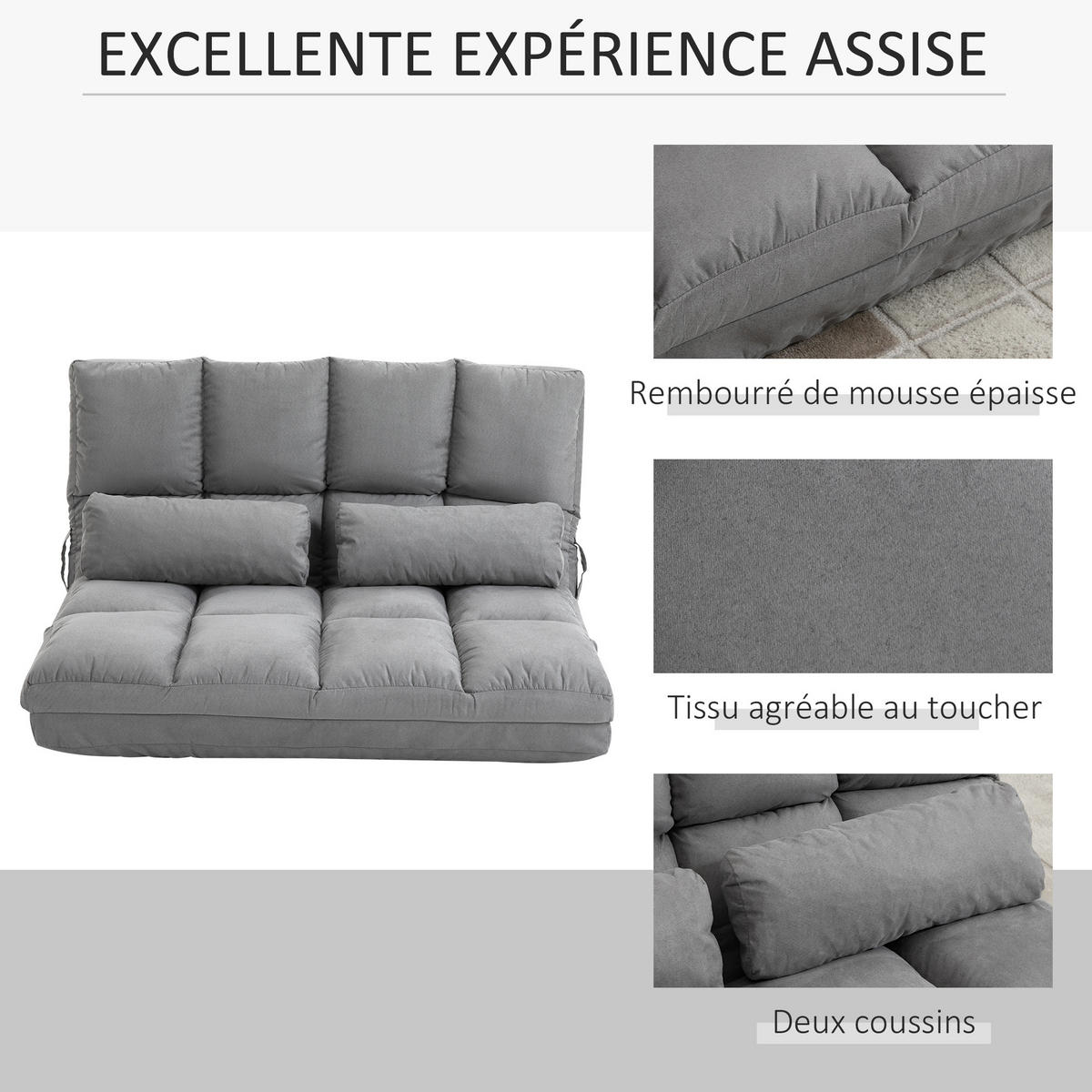 SCHLAFSESSEL DE-13378 90-180° verstellbar & 2 Kissen Grau - Hellgrau, Textil (73/60/102cm) - ComfortXL