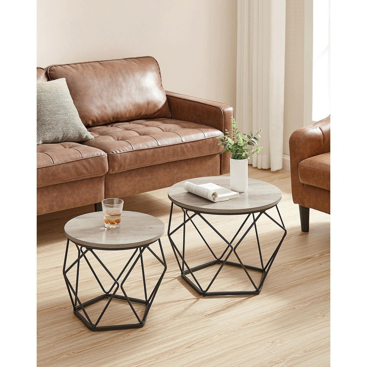 COUCHTISCH VICTORIA 2ER-SET - Schwarz, Holzwerkstoff (50/50/40cm) - Hansiro