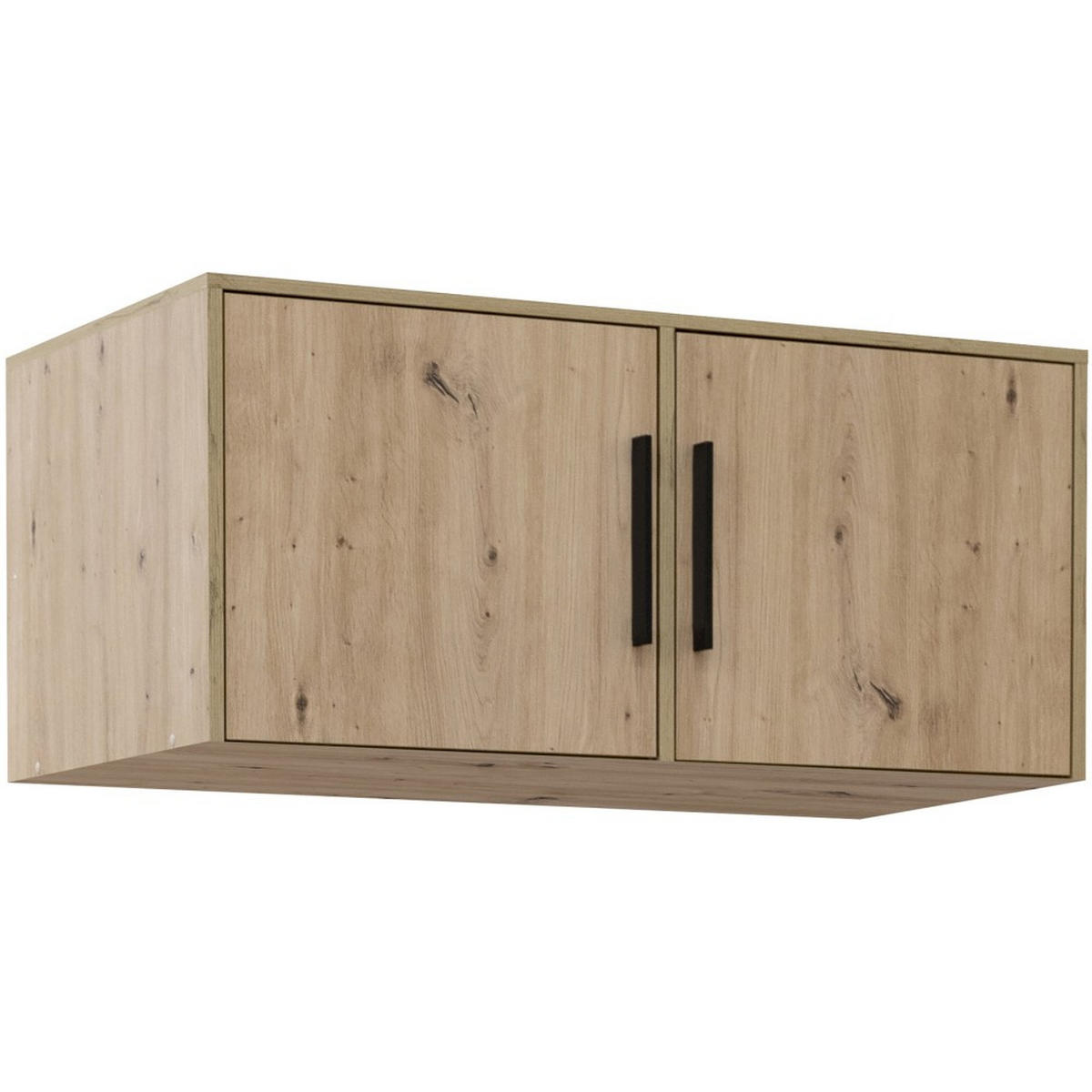 DREHTÜRENSCHRANK Kavo mit Aufsatz, Spiegel und 2 Türen, eiche Sonoma - Schwarz/Sonoma Eiche, Holzwerkstoff (100/245/58cm) - Beautysofa