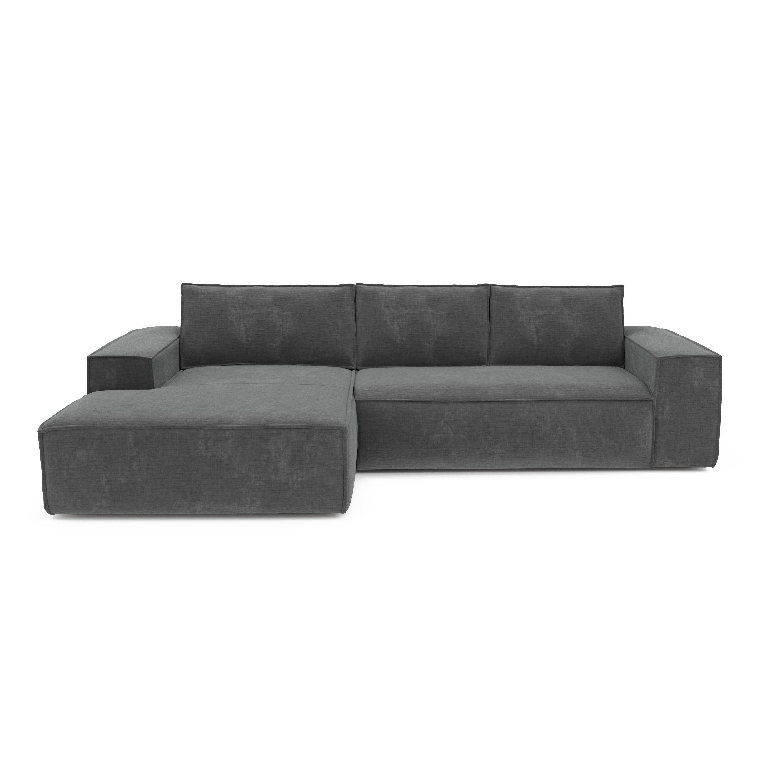 ECKSOFA LINKS Samt Grau 302cm - Grau, Textil (165/302cm) - Sia Home
