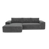 ECKSOFA LINKS Samt Grau 302cm - Grau, Textil (165/302cm) - Sia Home