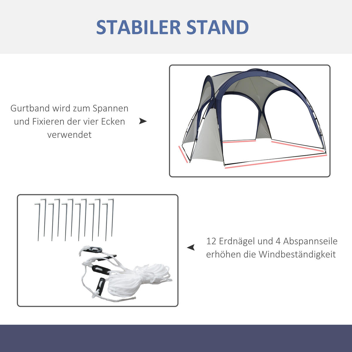 GARTENZELT Cremeweiß, Polyester, Glasfaser - Creme, Kunststoff (350/350cm) - Outsunny