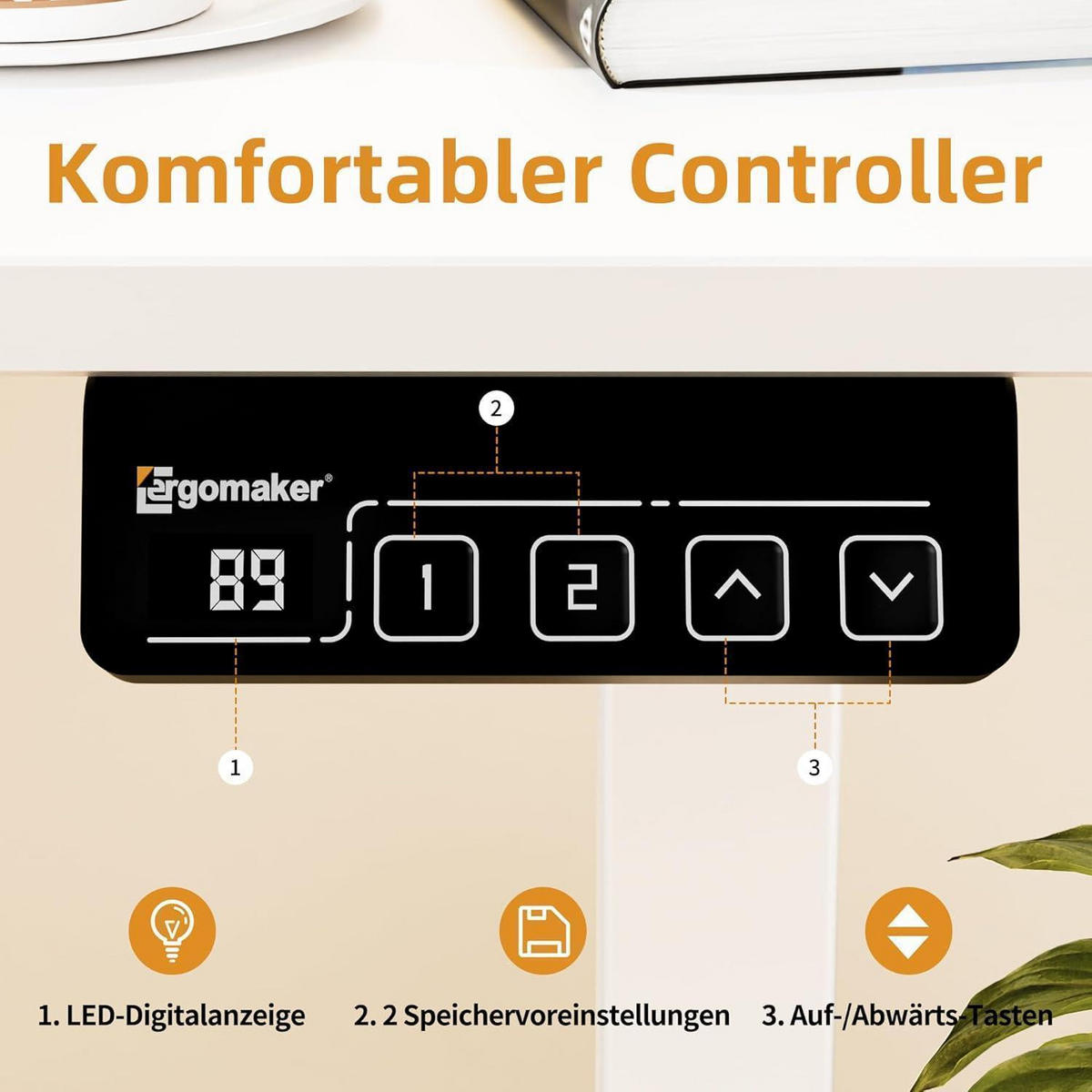 SCHREIBTISCH elektrisch höhenverstellbar 110 x 60 cm Weiß - Weiß, Metall (110/60/122cm)