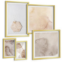 BILDER SET 5er Set - 50x50 cm & 20x30 cm & 40x60 cm Goldrahmen - Designabstraktion, Naturinspiration - Goldfarben, Kunststoff (40/60cm) - TULUP