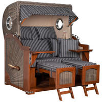 STRANDKORB XXL Düne Grande 2,5 Sitzer - Anthrazit/Braun, Metall (142/170/95cm) - Mr. Deko