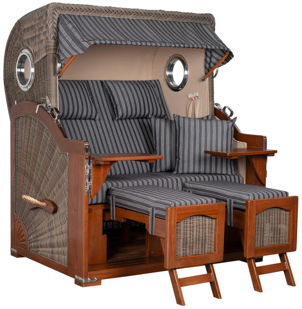 STRANDKORB XXL Düne Grande 2,5 Sitzer - Anthrazit/Braun, Metall (142/170/95cm) - Mr. Deko