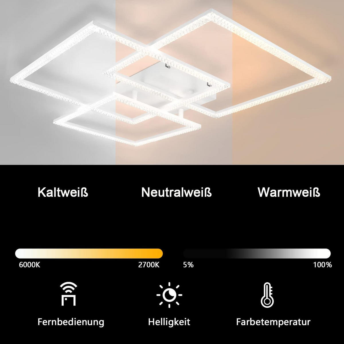 LED-DECKENLEUCHTE Brenntod 60.0/8.0/75.0 cm - Weiß, Metall (75/60/8cm) - ZMH