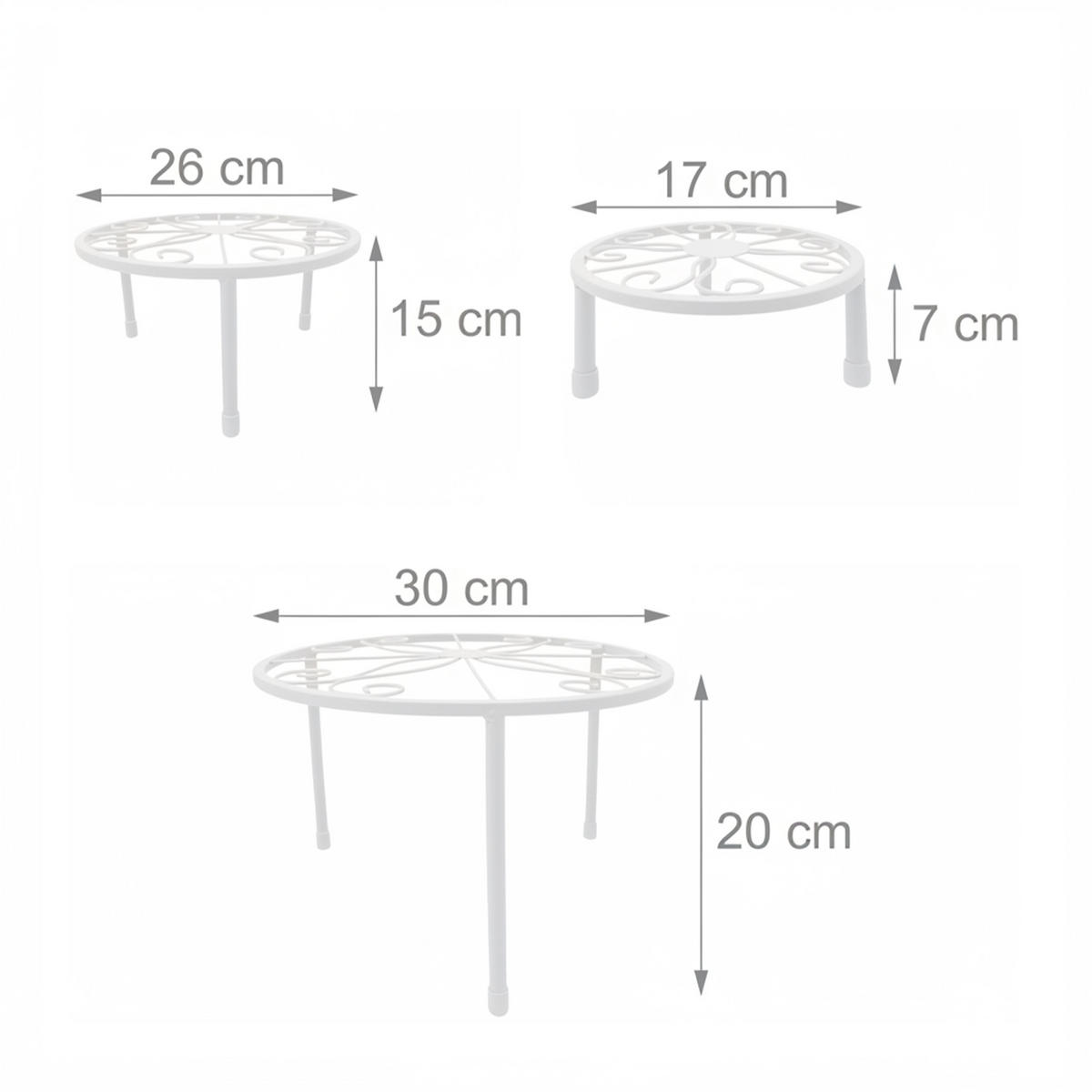 5DÍLNÁ sada stojanů na květiny - bílá, kov (30/20/30cm) - Relaxdays
