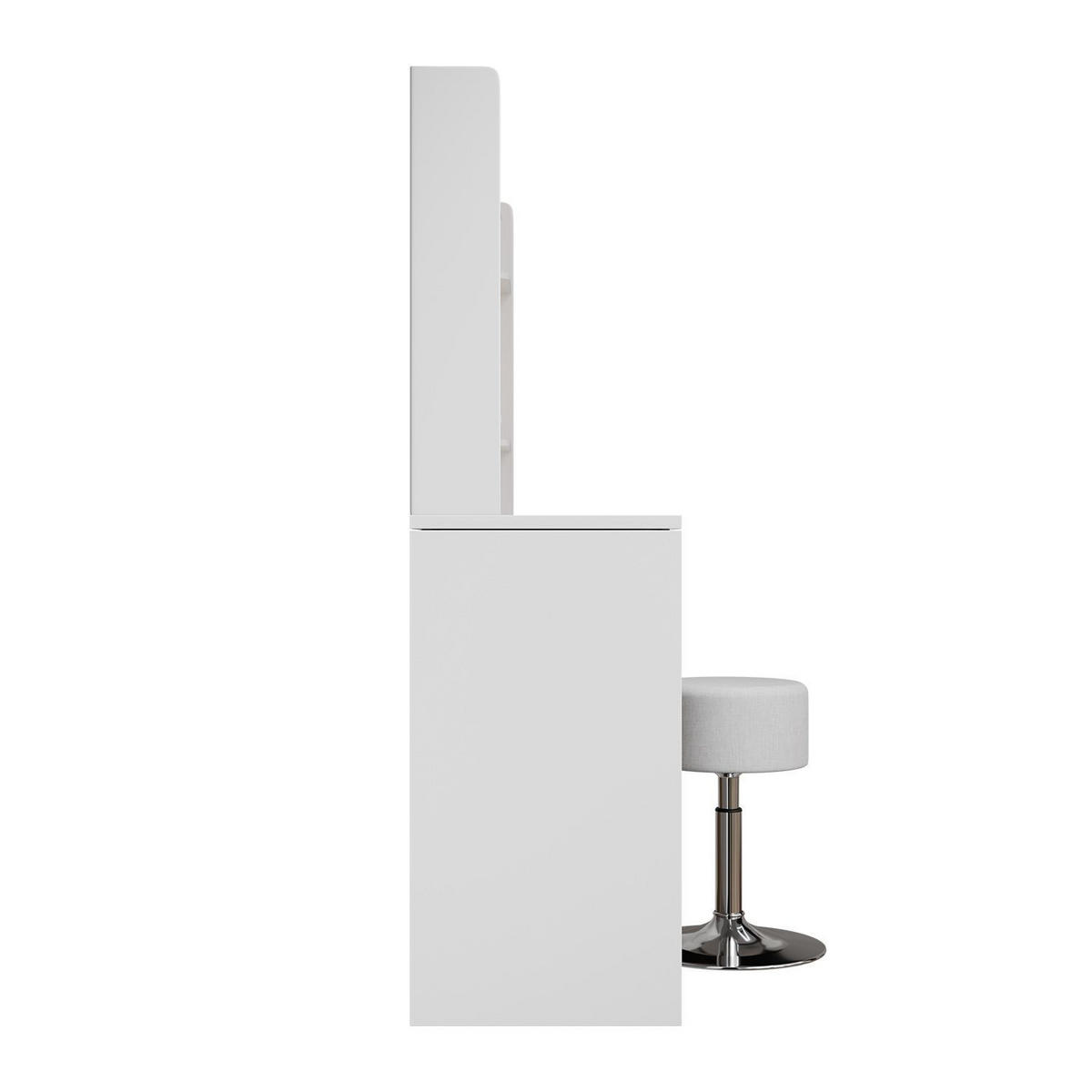 SCHMINKTISCH Malia mit LED und Hocker Tonia - Weiß, Holz (107/140/40cm) - Juskys