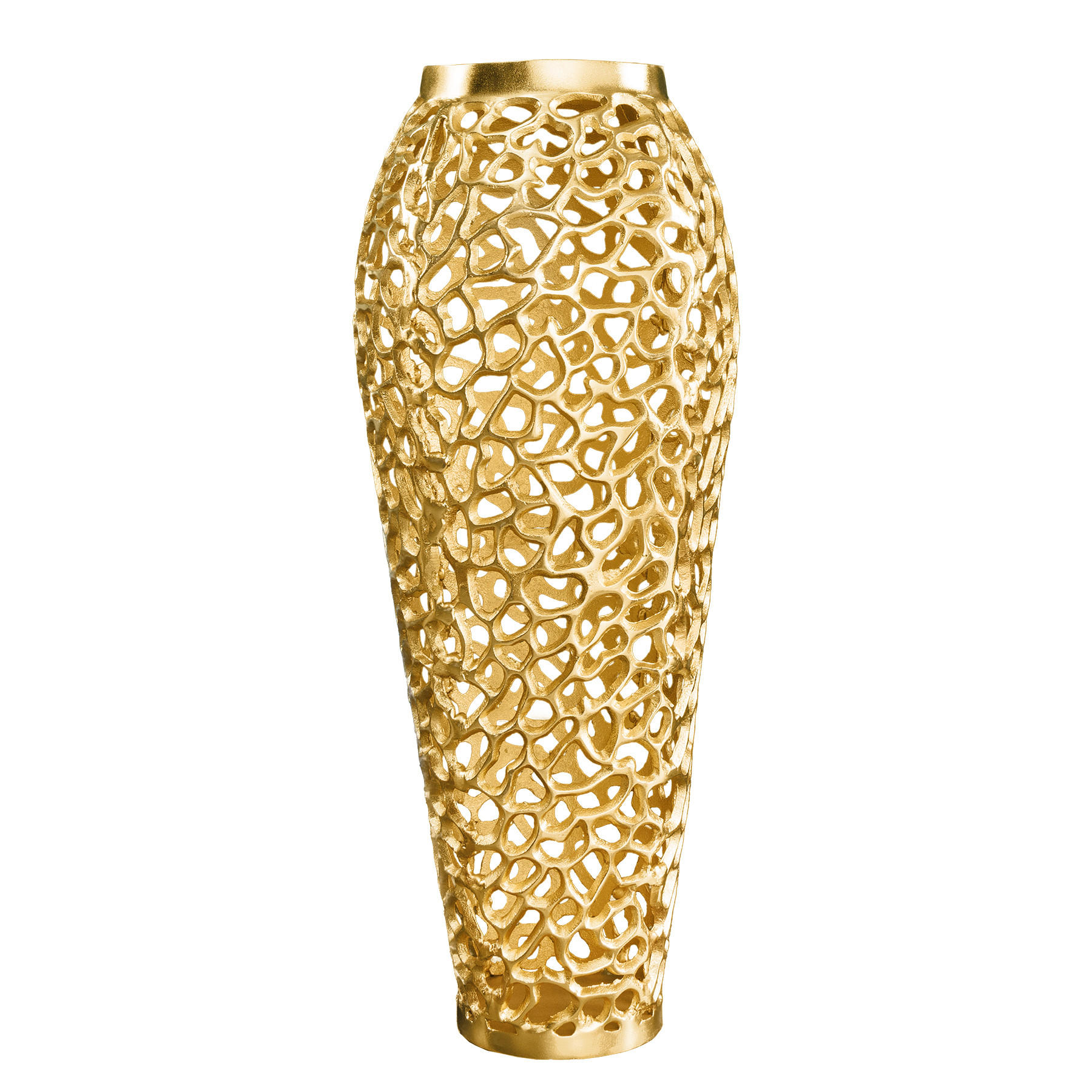 BODENVASE ABSTRACT LEAF Metall Gold 64 cm - Goldfarben, Metall (64cm) - riess-ambiente