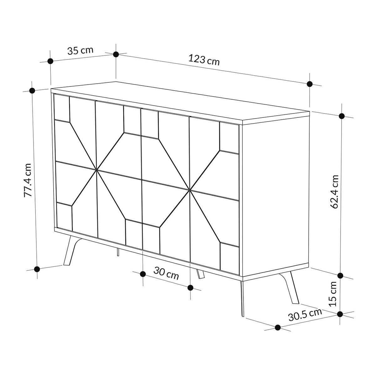 SIDEBOARD 4 Türen L123 cm - Dune - Eichefarben, Holzwerkstoff (35/77.4/123cm) - Calicosy