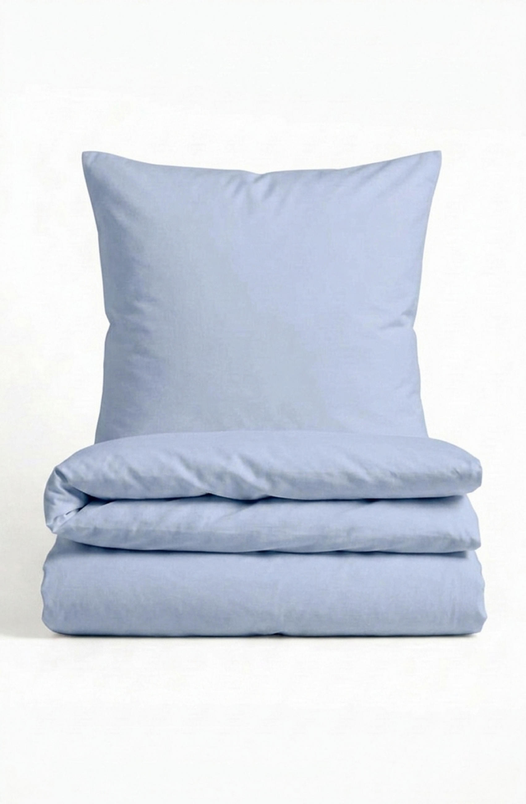 BETTWÄSCHE-GARNITUR Tencel UNI eisblau, 155x220 cm + 80x80 cm - Hellblau, Textil (155/220cm) - biberna