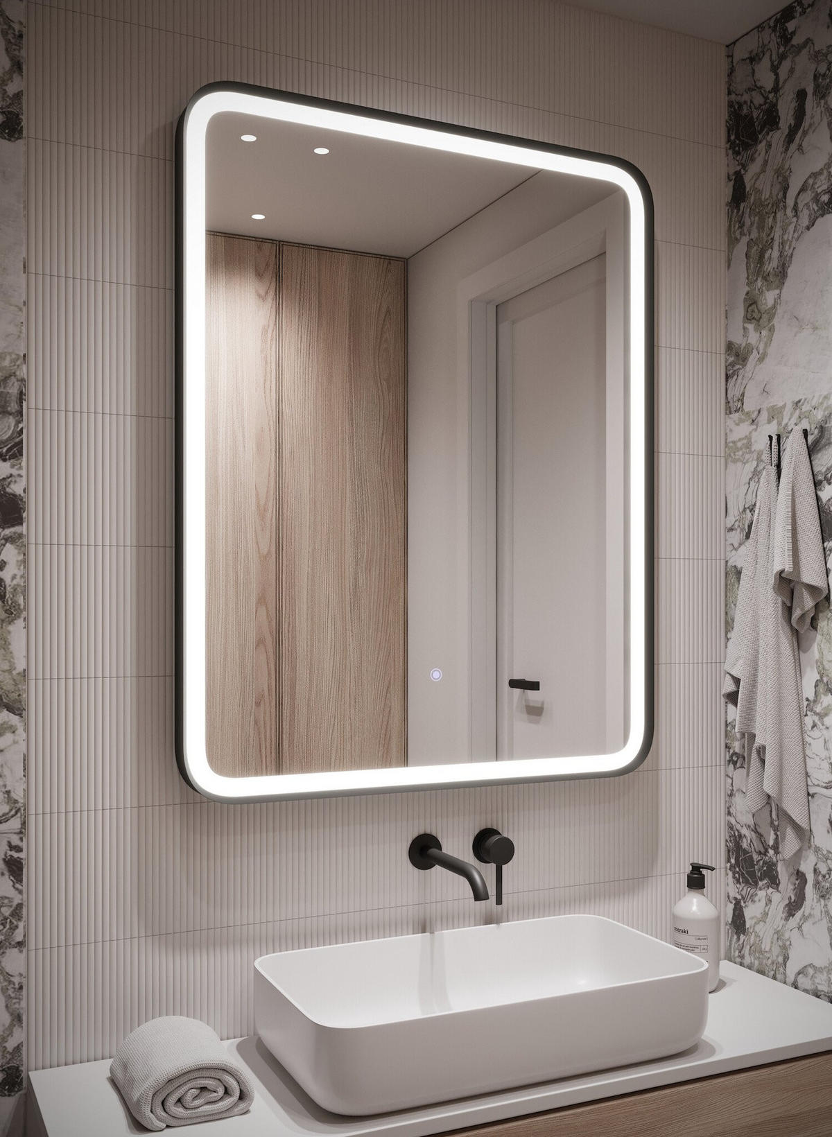 SPIEGEL Ankara LED - 70 x 4 x 90 cm - Transparent, Glas (70/90/4cm) - Badplaats