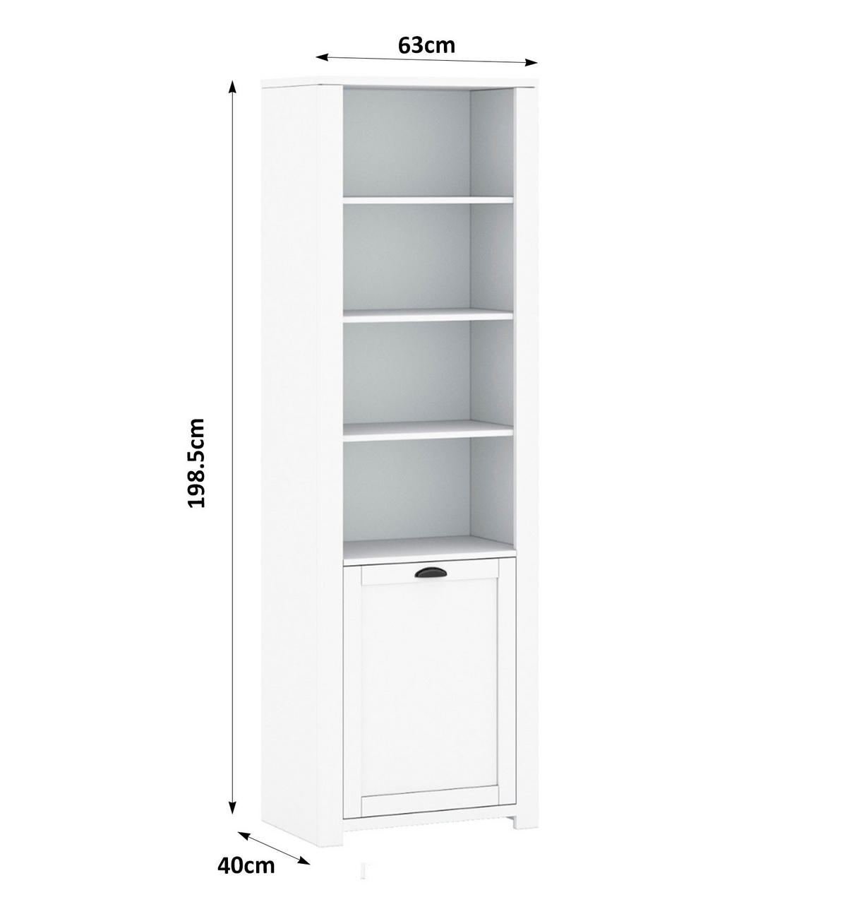 BÜCHERREGAL Mons Alaska weiß matt 63 / 40 / 199cm - Weiß, Holz/Holzwerkstoff (63/199/40cm) - Feldmann-Wohnen