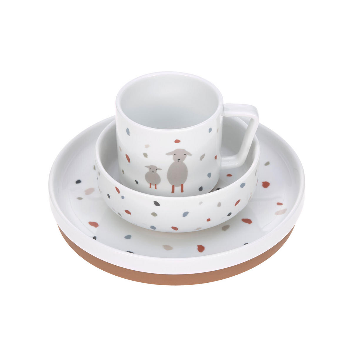 KINDER PORZELLAN-GESCHIRR-SET Tiny Farmer Gans & Schaf 3er Set - Weiß, Keramik (20.5/7.5/33cm) - Lässig