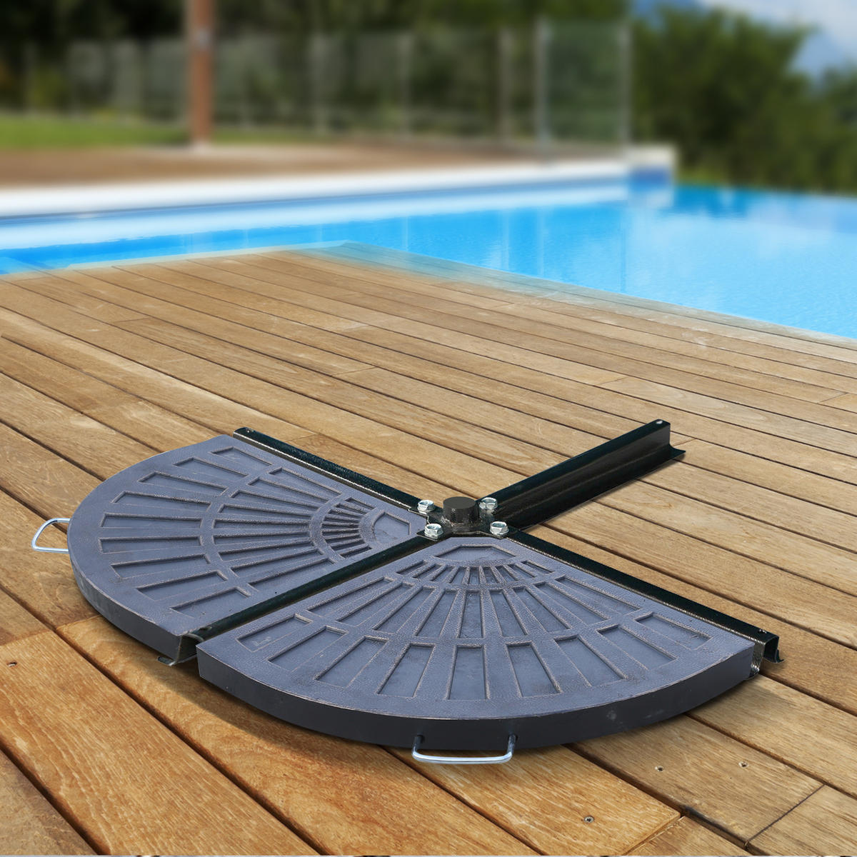 SONNENSCHIRMGEWICHT 2-tlg mit Handgriff Kunstharz + Metall Bronze 66 x 47 x 4,2 cm 30 kg - Bronzefarben, Kunststoff (47/66cm) - Outsunny