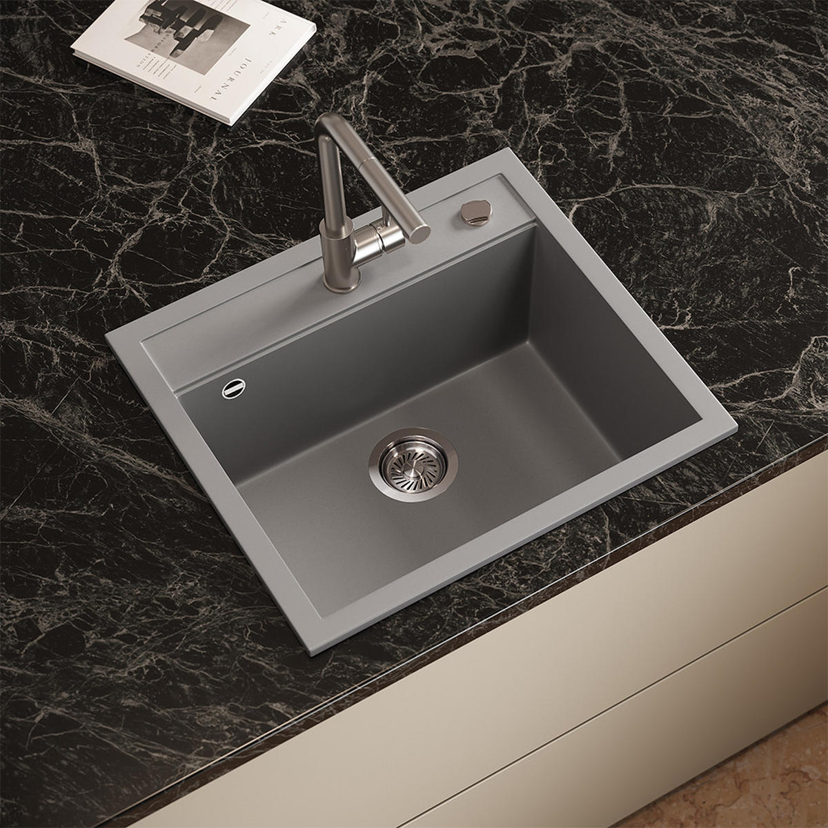 UMYVADLO Paris Šedá 57 x 51 cm - šedá, keramika (57/20/51cm) - Bergstroem