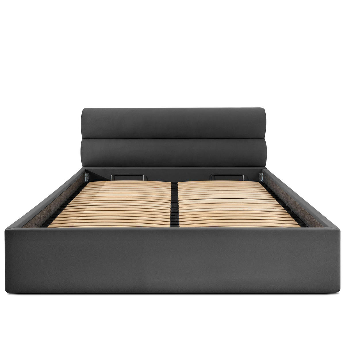 POLSTERBETT LUNEO - Anthrazit/Schwarz, Holz/Holzwerkstoff (202/204cm) - KONSIMO®