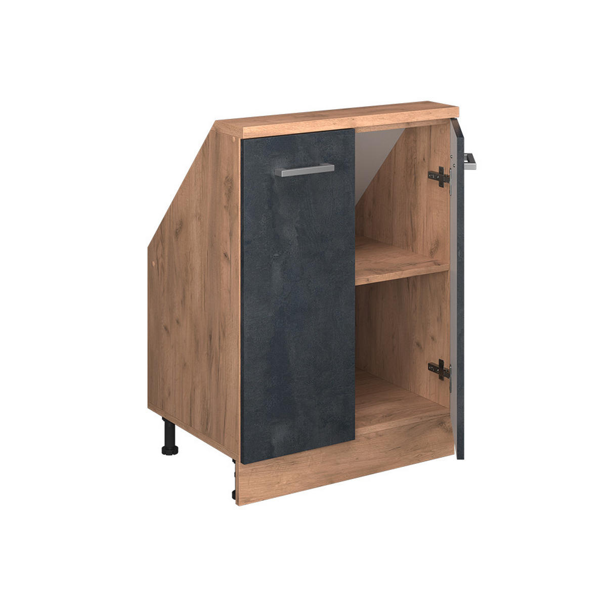 DACHSCHRÄGENSCHRANK Rion Schwarz Beton mit 2 Türen - Schwarz, Holzwerkstoff (60/81.6/46cm) - Vicco