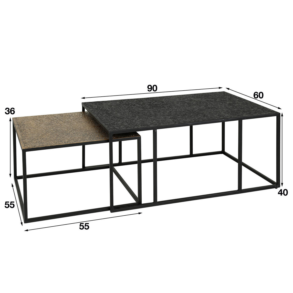 COUCHTISCH Metari Grau 60/90/40 cm 2er-Set - Grau, Holz (60/90/40cm) - Hoyz Collection