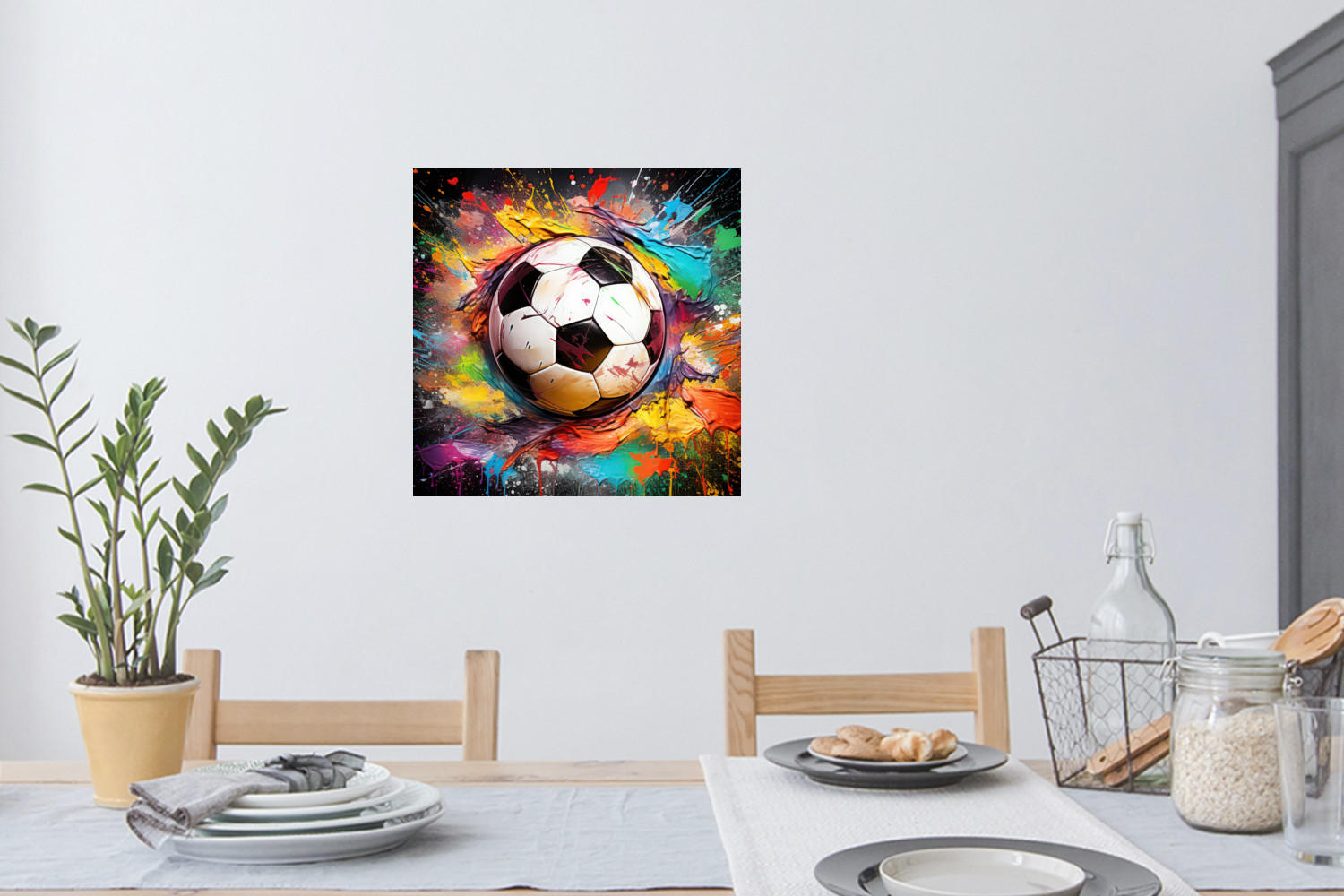 WANDTATTOO Fußball - Farbe - Farben - Schwarz - Weiß 50x50 cm - Weiß, Kunststoff (50/50/0.1cm) - MuchoWow
