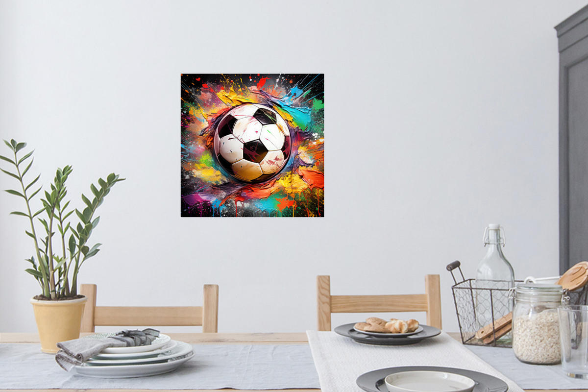 WANDTATTOO Fußball - Farbe - Farben - Schwarz - Weiß 50x50 cm - Weiß, Kunststoff (50/50/0.1cm) - MuchoWow