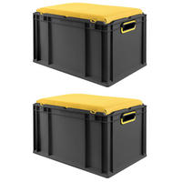 EUROBOX 2x NextGen Seat Gelb, HxBxT 36,5x40x60cm, 65 Liter, Griffe offen, Schwarz - Schwarz, Kunststoff (40/36.5/60cm) - PROREGAL