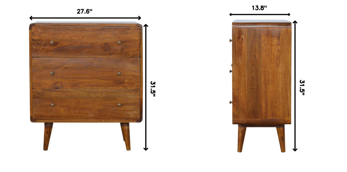 KOMMODE im Kastanien-Finish, 3-Schublades, Braun - Messingfarben/Braun, Holz/Metall (70/80/35cm) - Artisan Furniture