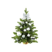 WEIHNACHTSBAUM künstlicher 60 cm mit LED-Beleuchtung, SILBERWEIHNACHTEN II, mit 34 Weihnachtsbaumschmuck, Pflanztopf mit Jutesack - Silberfarben/Grün, Kunststoff/Stein (40/60cm) - LAALU
