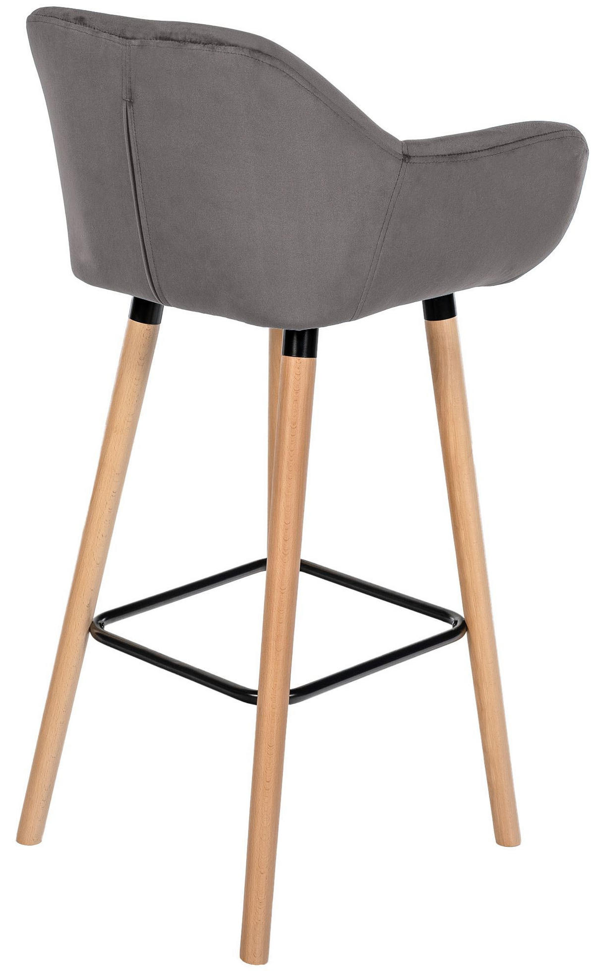 BARHOCKER 2er Set Samt Grau - Eukalyptusholzfarben/Grau, Holz/Textil (51/101/50cm) - CLP