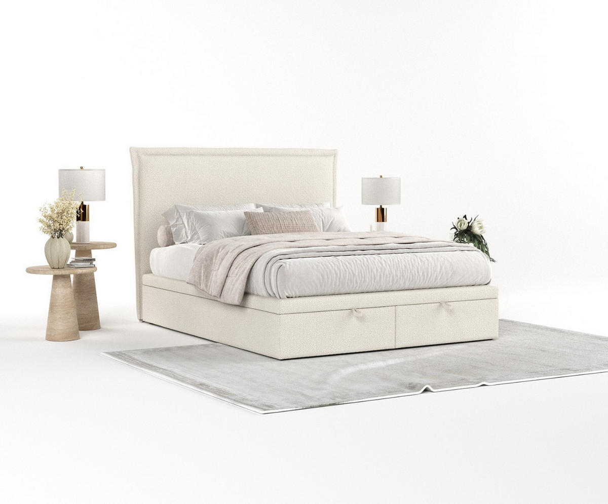POLSTERBETT Eliot mit Stauraum 120/200 cm Hellbeige im Alta Stoff - Sandfarben/Schwarz, Holz/Holzwerkstoff (120/200cm) - AltaBeds